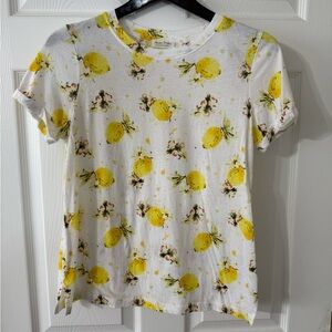 Anthropologie Yellow Lemon Print Tee